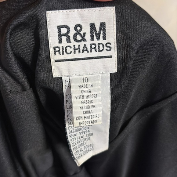 R&M Richards VTG Black bead/embroidered Asymmetrical High-Low formal Dress 10 - Picture 10 of 17